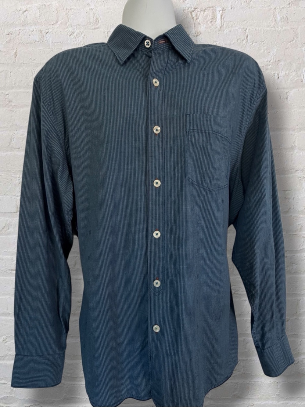Tommy Bahama Jeans Mens XL Blue Micro Check Long Sleeve Button Down Shirt